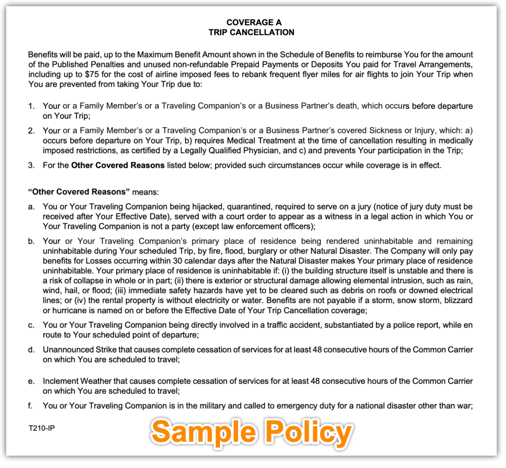 cancellation cover covers